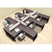 Six Person L Shaped Divider Office Workstation Desk Set, #OT-SUL-FP35