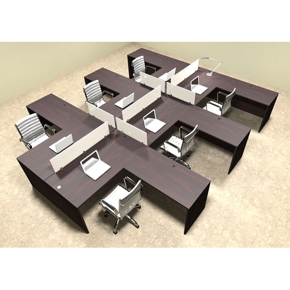 Six Person L Shaped Divider Office Workstation Desk Set, #OT-SUL-FP35