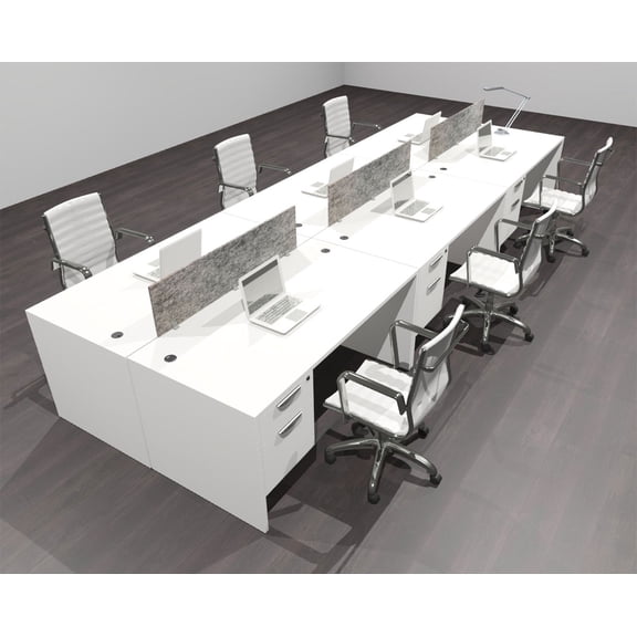 Six Person Modern Accoustic Divider Office Workstation Desk Set, #OF-CPN-FPRG21
