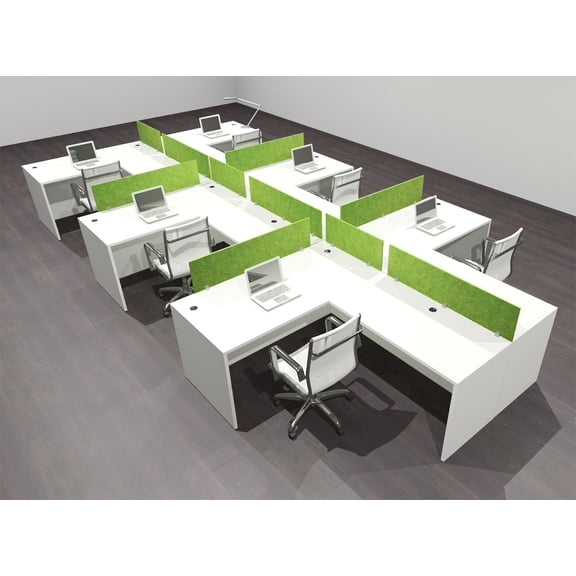 Six Person Modern Accoustic Divider Office Workstation Desk Set, #OF-CPN-SPRA49