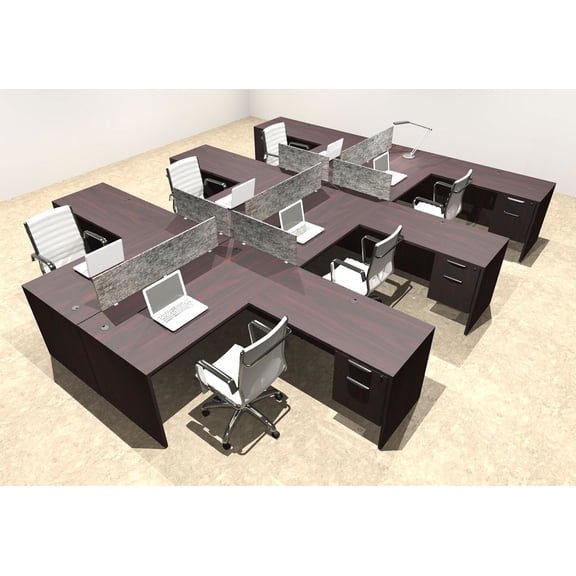 Six Person Modern Accoustic Divider Office Workstation Desk Set, #OT-SUL-FPRG47
