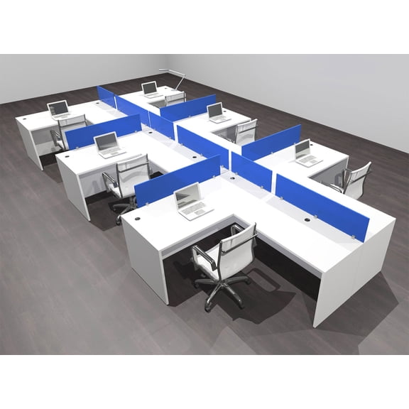 Six Person Modern Acrylic Divider Office Workstation Desk Set, #OF-CPN-SPB49