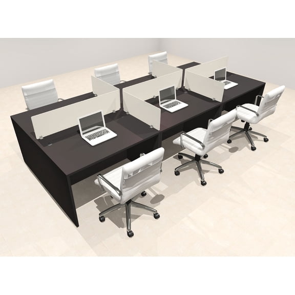 Six Person Modern Acrylic Divider Office Workstation Desk Set, #OT-SUS-FP14
