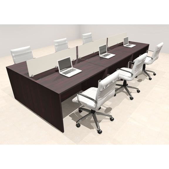 Six Person Modern Acrylic Divider Office Workstation Desk Set, #OT-SUS-FP23