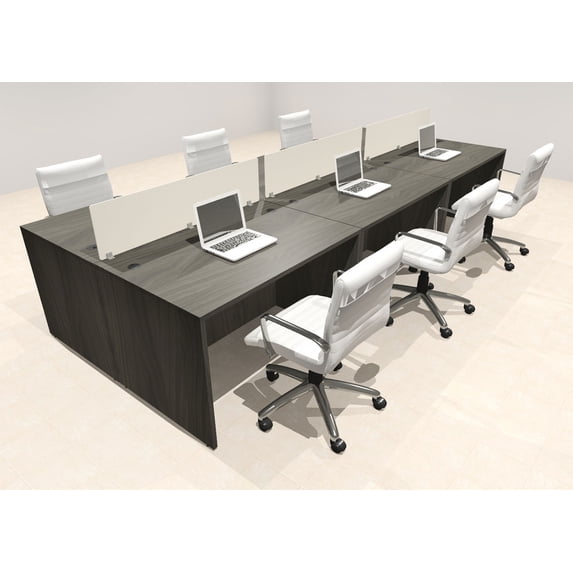 Six Person Modern Acrylic Divider Office Workstation Desk Set, #OT-SUS-FP25