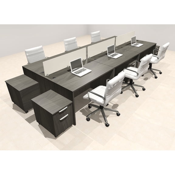 Six Person Modern Acrylic Divider Office Workstation Desk Set, #OT-SUS-FP50