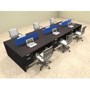 Six Person Modern Blue Divider Office Workstation Desk Set, #OT-SUL-FPB24