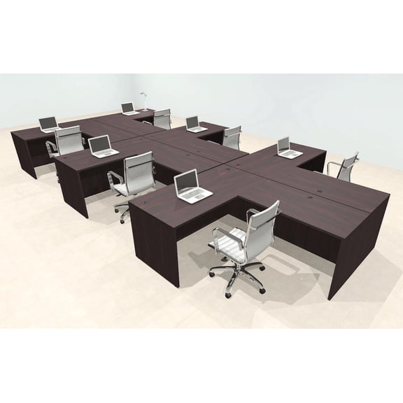 Six Person Modern Office Workstation Desk Set, #OT-SUL-SPN51