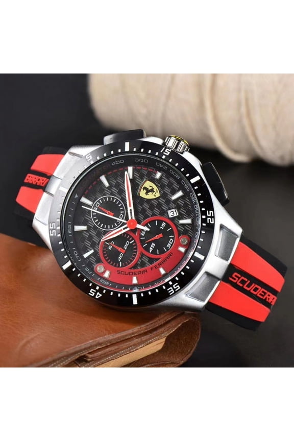 Six-Pin Full-Function Chronograph Rubber Band Men's Casual Running Seconds Chronograph Quartz Watch
