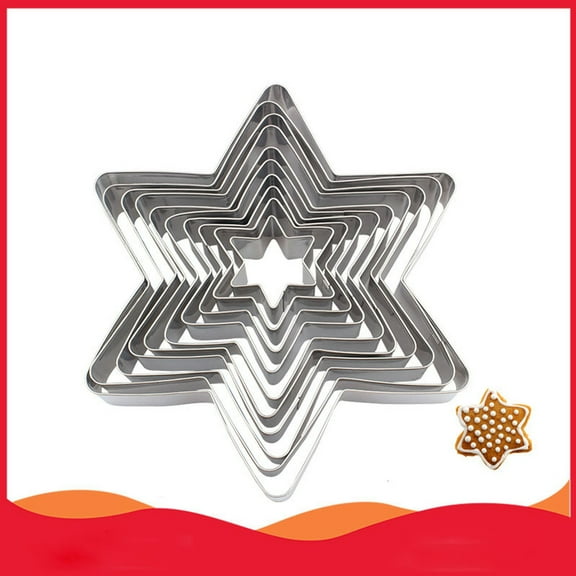 Six Point Star 10 Cookie Stainless Steel Cookie Cutter Fondant Cake Baking Star/ Hexagonal Star 10-Piece Cookie Mold Stainless Steel Cookie Cutter