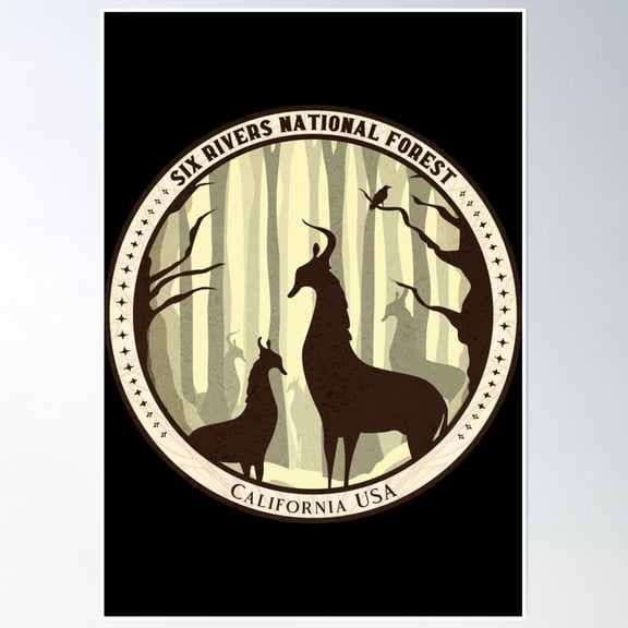 Six Rivers National Forest Mystical Deer Poster Wall Art, Modern Wall Decor, 8x12 UNFRAMED