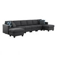 thumbnail image 1 of Six Seat Fabric Reversible Modular Sofa & Two Ottoman-Dark Gray, 1 of 9