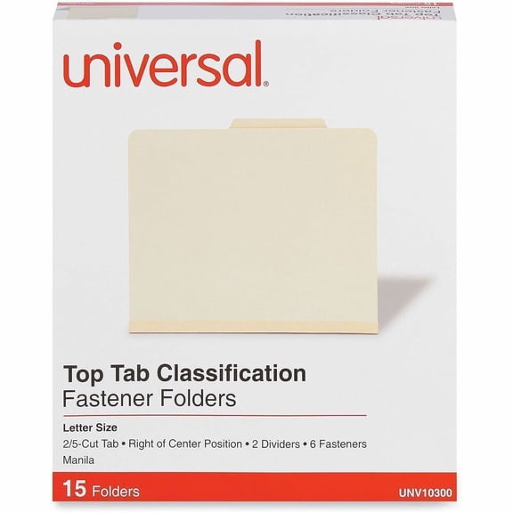Six-Section Classification Folders, 2 Dividers, Letter Size, Manila, 15/Box
