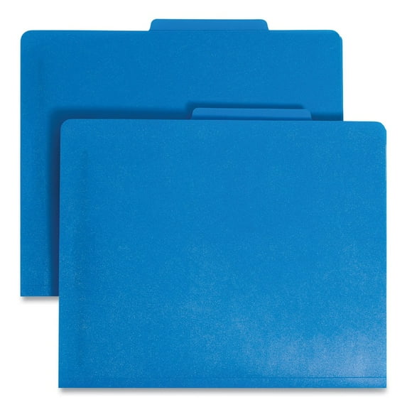 Six-Section Poly Classification Folders 2 Dividers, Letter Size, Blue, 10/Box