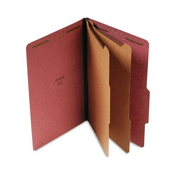 Six--Section Pressboard Classification Folders, 2 Dividers, Legal Size, Red, 10/box | Bundle of 2 Boxes
