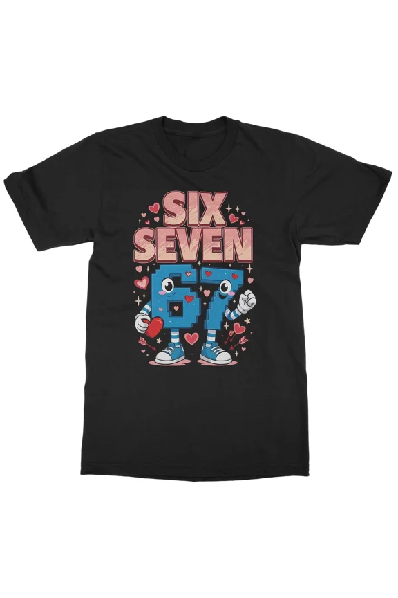Six Seven 6-7 Brainrot 67 Meme Valentines Day Unisex T-Shirt, S-5XL