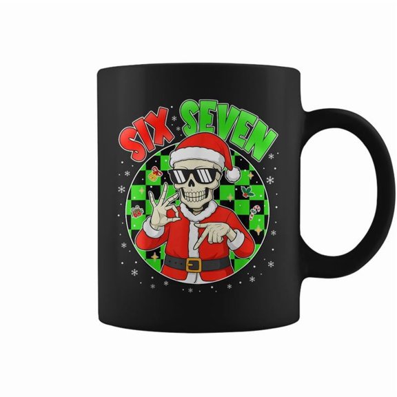 Six Seven 6 7 Gen Z Alpha Meme Bruh Christmas Skeleton Coffee Mugs