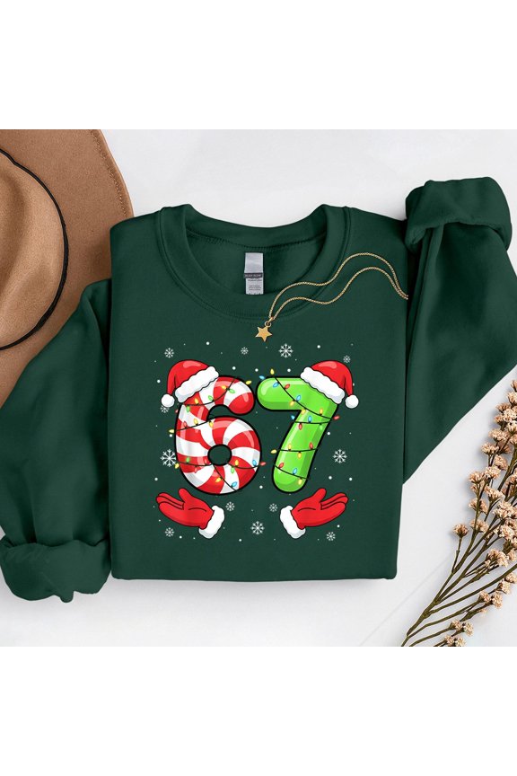 Six Seven 6 7 Meme Christmas Family Xmas Santa 67 – T-Shirt, Hoodie & Sweatshirt – Festive Holiday Apparel – Fun for Family