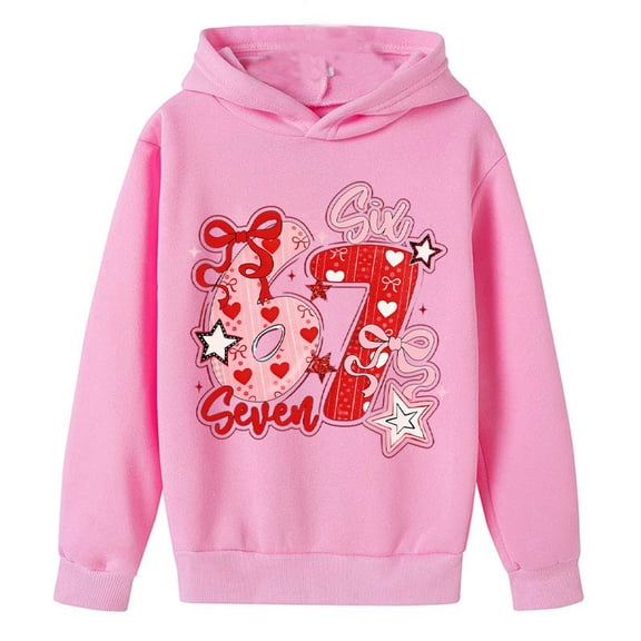 Six Seven 6 7 Meme Hoodies Kids 67 Ice Cream Meme Hoodie Girls Boys Printed Long Sleeve Sweatshirt Pink 4 Y-5 Y