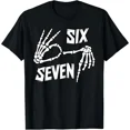 thumbnail image 1 of Six Seven 6 7 Meme Skeleton Hands Sign T-Shirt, 1 of 6