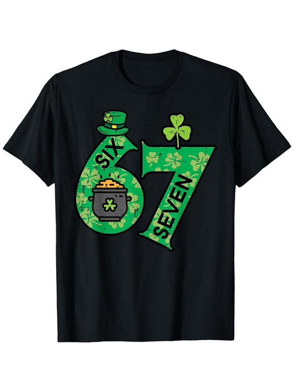 Six Seven 6 7 St Patricks Day 67 Paddys Meme Boys T-Shirt, T-Shirt for Kids Youth, 180gsm, 100% Cotton