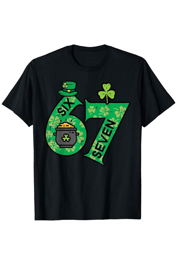 Six Seven 6 7 St Patricks Day 67 Paddys Meme Boys T-Shirt, T-Shirt for Kids Youth, 180gsm, 100% Cotton