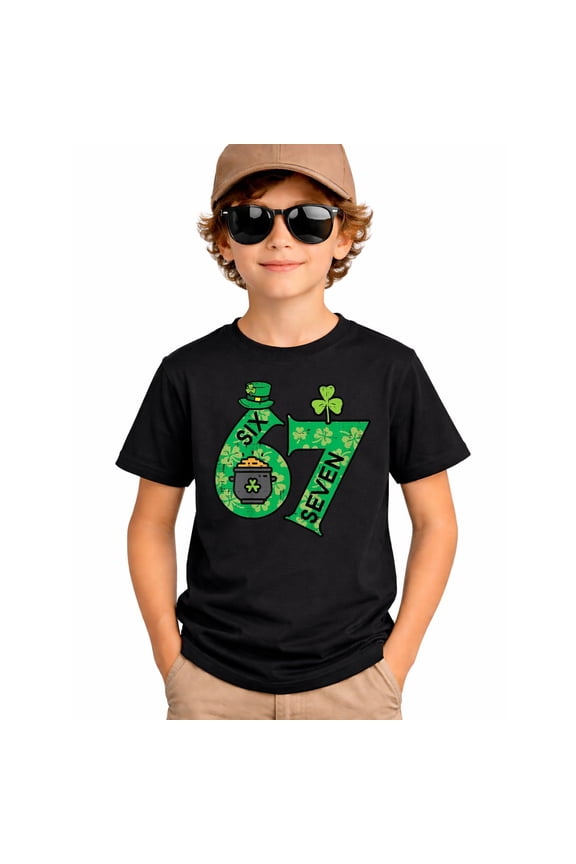Six Seven 6 7 St Patricks Day Meme Boys Kids Youth T-Shirt