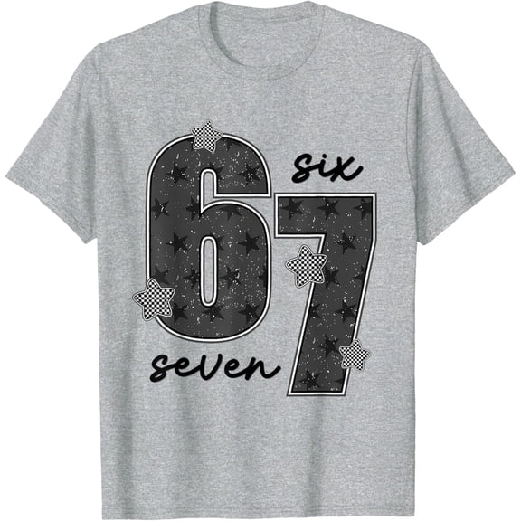 Six Seven 6 7 With Starts Cool Design T-Shirt All Size S-5XL