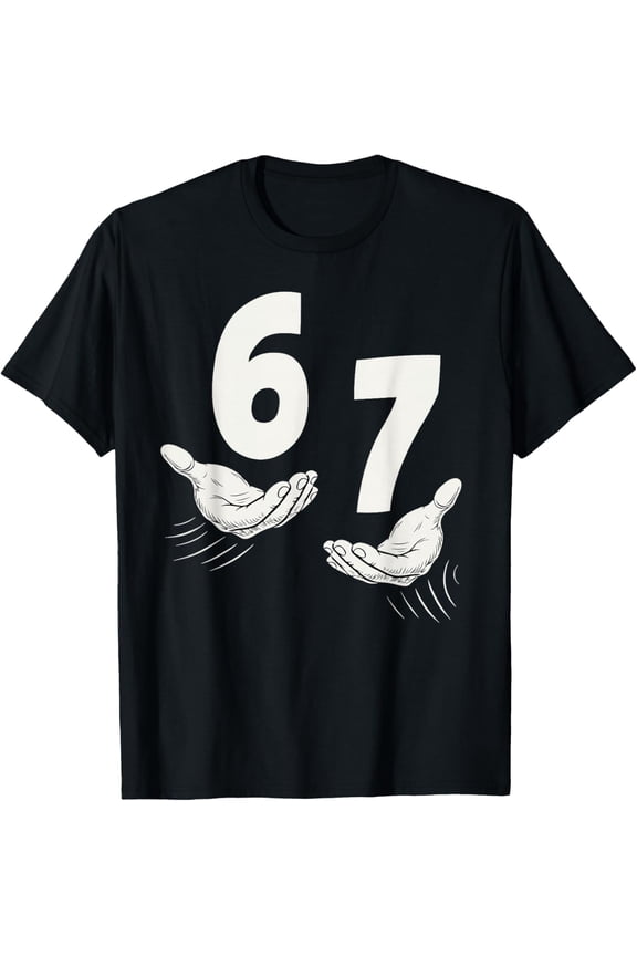 Six Seven 67 6 7 Kids 67 Teen Boys 6-7 Meme Hands Funny T-Shirt