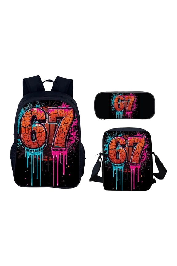 Six Seven 67 Backpack Travel Shoulders Bag My Backpack Personalised 3D Printed Backpack Lightweight Cartoon 67 Number Capacity Travel Laptop Backpack Computer Bag