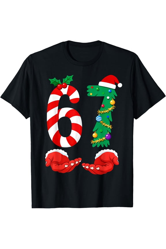 Six Seven 67 Meme Santa Christmas Holiday Funny T-Shirt Shirts