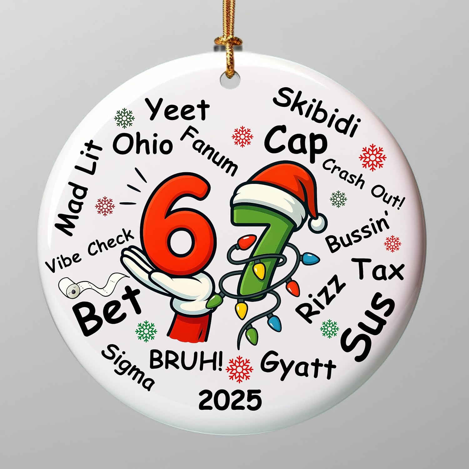 Six Seven 67 Ornament, Gen Z Slang Teen Keepsake, Funny Teenager ...