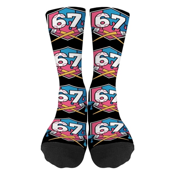 Six Seven 67 Socks 6 7 Meme Novelty Graphic Christmas Socks Crew Socks Funny Gifts For Boys Girls Men Women