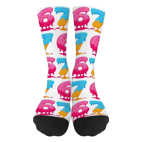 Six Seven 67 Socks 6 7 Meme Novelty Graphic Christmas Socks Crew Socks Funny Gifts For Boys Girls Men Women