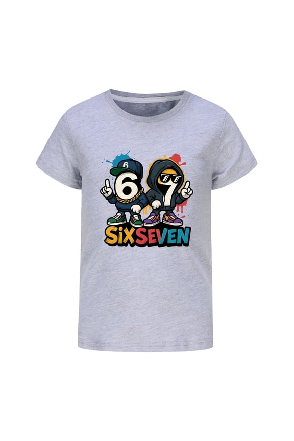 Six Seven 67 T Shirt Steal a Brainrot Meme Funny for Kids Boys Gifts T-Shirt Short Sleeve Graphic Tee 4-13 Years