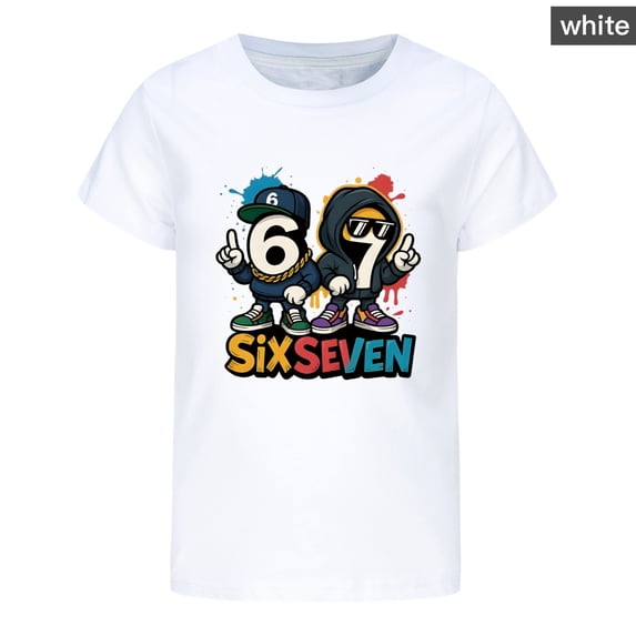Six Seven 67 T Shirt Steal a Brainrot Meme Funny for Kids Boys Gifts T-Shirt Short Sleeve Graphic Tee 4-13 Years