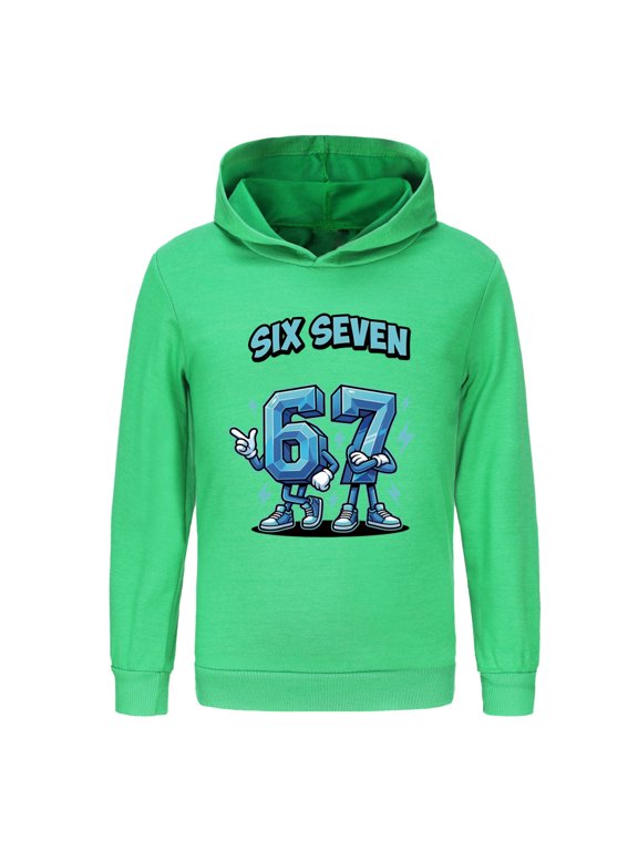 Six Seven Boys Hooded Sweatshirt Pullover Long Sleeve 67 MEME Hoodies for Kids 4-13 Years Birthday Gift Cotton Tops
