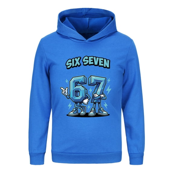 Six Seven Boys Hooded Sweatshirt Pullover Long Sleeve 67 MEME Hoodies for Kids 4-13 Years Birthday Gift Cotton Tops