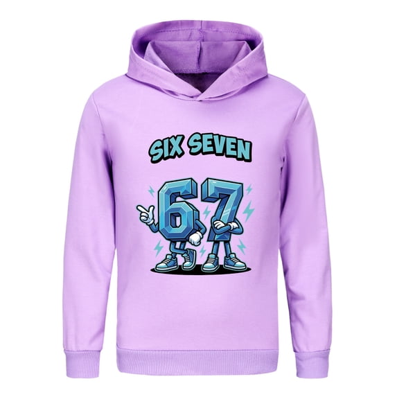 Six Seven Boys Hooded Sweatshirt Pullover Long Sleeve 67 MEME Hoodies for Kids 4-13 Years Birthday Gift Cotton Tops