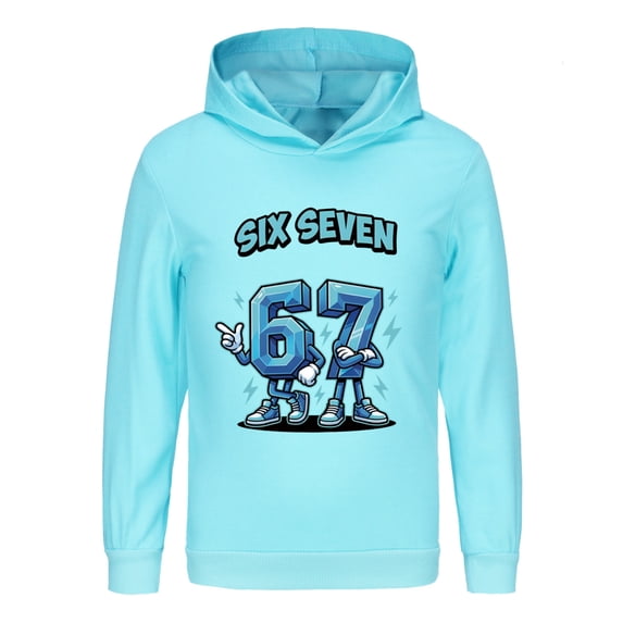 Six Seven Boys Hooded Sweatshirt Pullover Long Sleeve 67 MEME Hoodies for Kids 4-13 Years Birthday Gift Cotton Tops