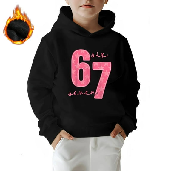 Six Seven Boys and Girls Hoodie,Fleece Lined Made From 50% Cotton 50% Polyster,Long Sleeve Design Size 5 Years- Size 12 Years