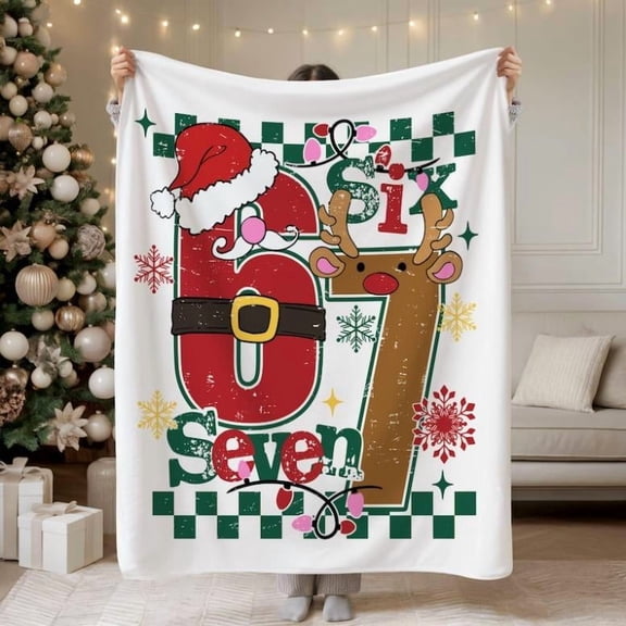 Six Seven Christmas Blanket | Trendy Social Media Meme Blanket, Cozy Funny Holiday Gift For Teens & Adults | Social Media Humor GiftChristmas Gift,Gift for Kids