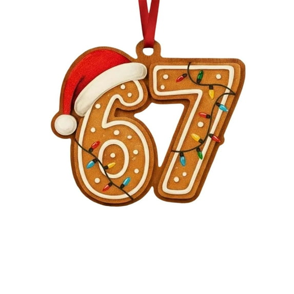 Six Seven Christmas Ornament 2025,67 Christmas Ornament,2D Acrylic Santa Hat 6 7 Meme Christmas Tree Ornament,Funny 67 Teen Slang Ornaments,Xmas Tree Decorations,Gag Gifts,Gen Z Ornaments Gift