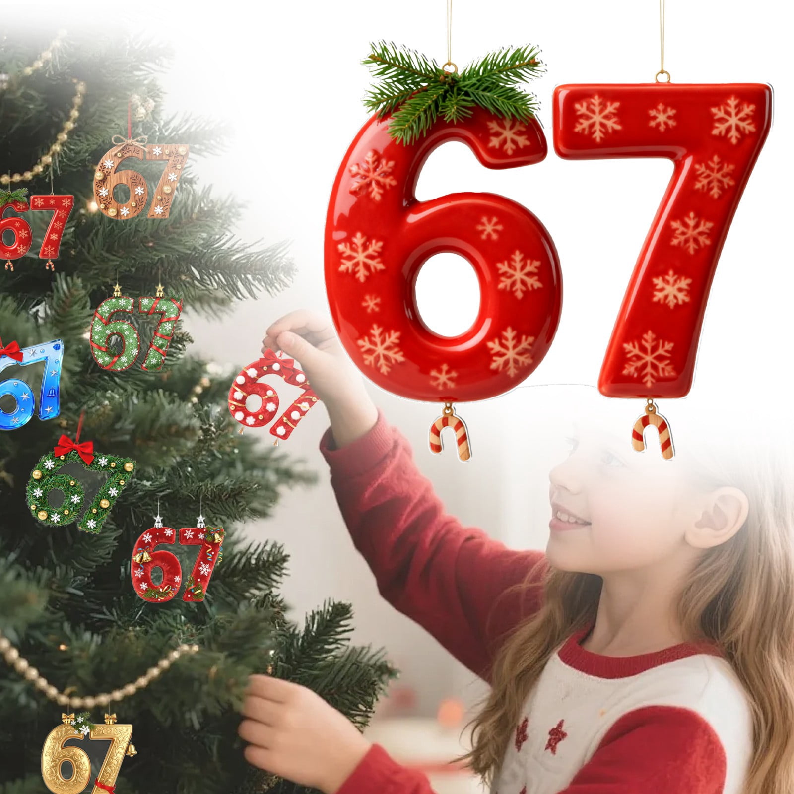 Six Seven Christmas Ornament 2025,67 Meme Ornaments,Christmas 67 ...