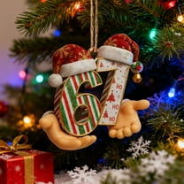 Six Seven Christmas Ornament 6 and 7 Personalized Family Ornament Red and White Striped Christmas Tree Decorations for Holiday Party, Family, Friend, Young