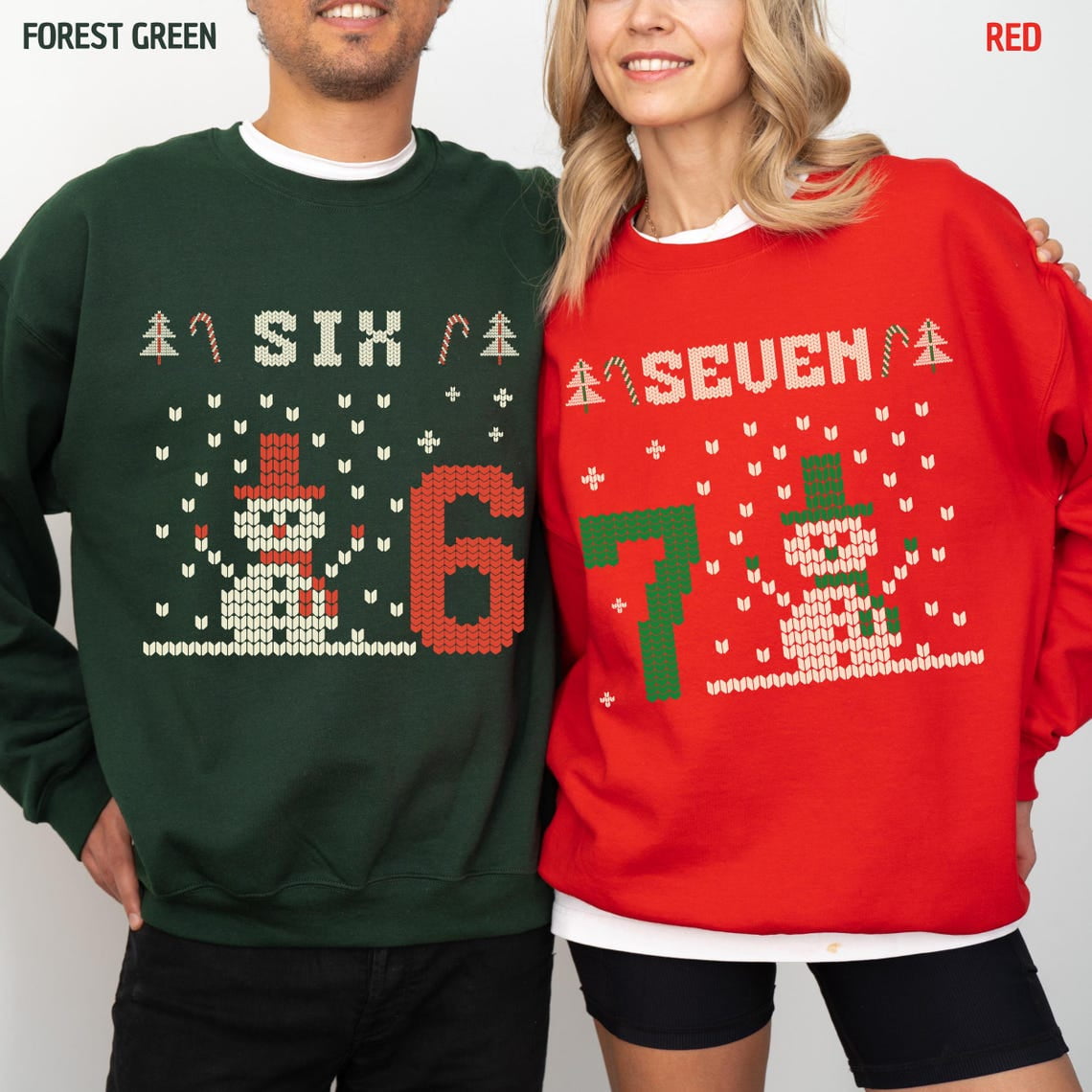 Six Seven Christmas Sweatshirt, Funny Matching Holiday Sweaters for ...