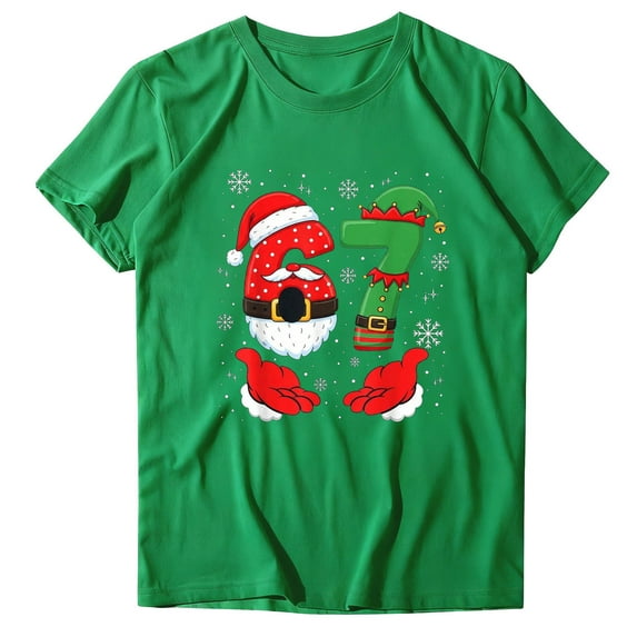 Six Seven Christmas T Shirts for Women Casual Shirt Funny Graphic Short Sleeve Tee Tops