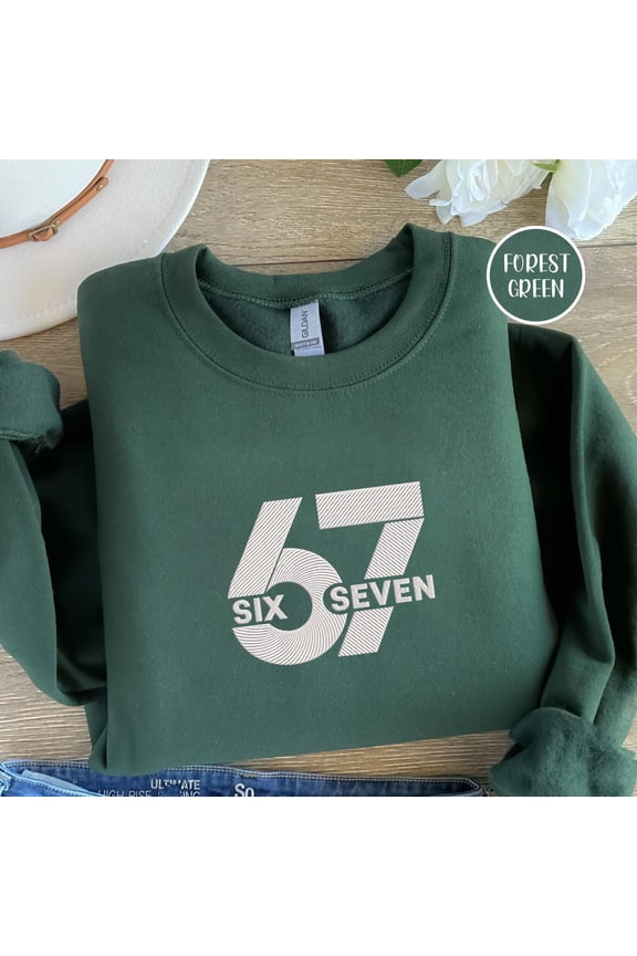Six Seven Embroidered Unisex T-shirt Sweatshirt Hoodie, Six Seven Meme Shirt, Gifts for Teen Boys, Viral Saying, Number Gen Z, Six Seven.