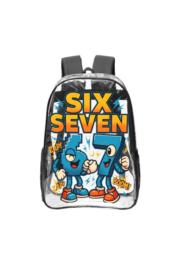 Six Seven Emojis Transparent Backpack Fashion Travel Backpack Laptop Backpack 16 Inch