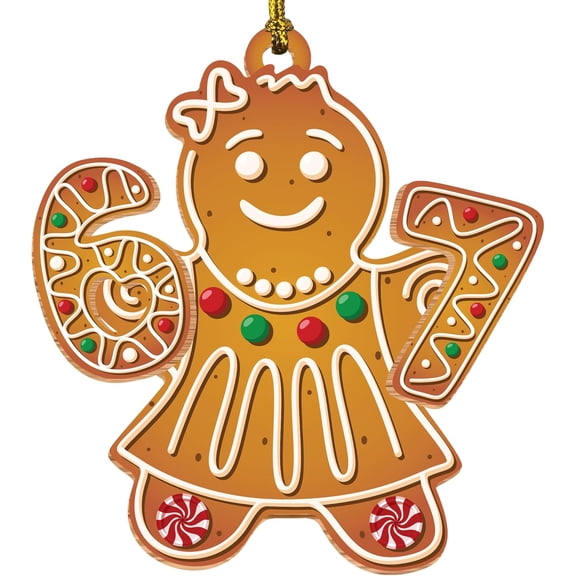Six Seven Gingerbread Girl Christmas Ornament, Cute 6 7 Holiday Cookie Decor, Christmas Tree Ornament for Teen Girls Kids, Sweet Stocking Stuffer Gift for Friends & Family undefined